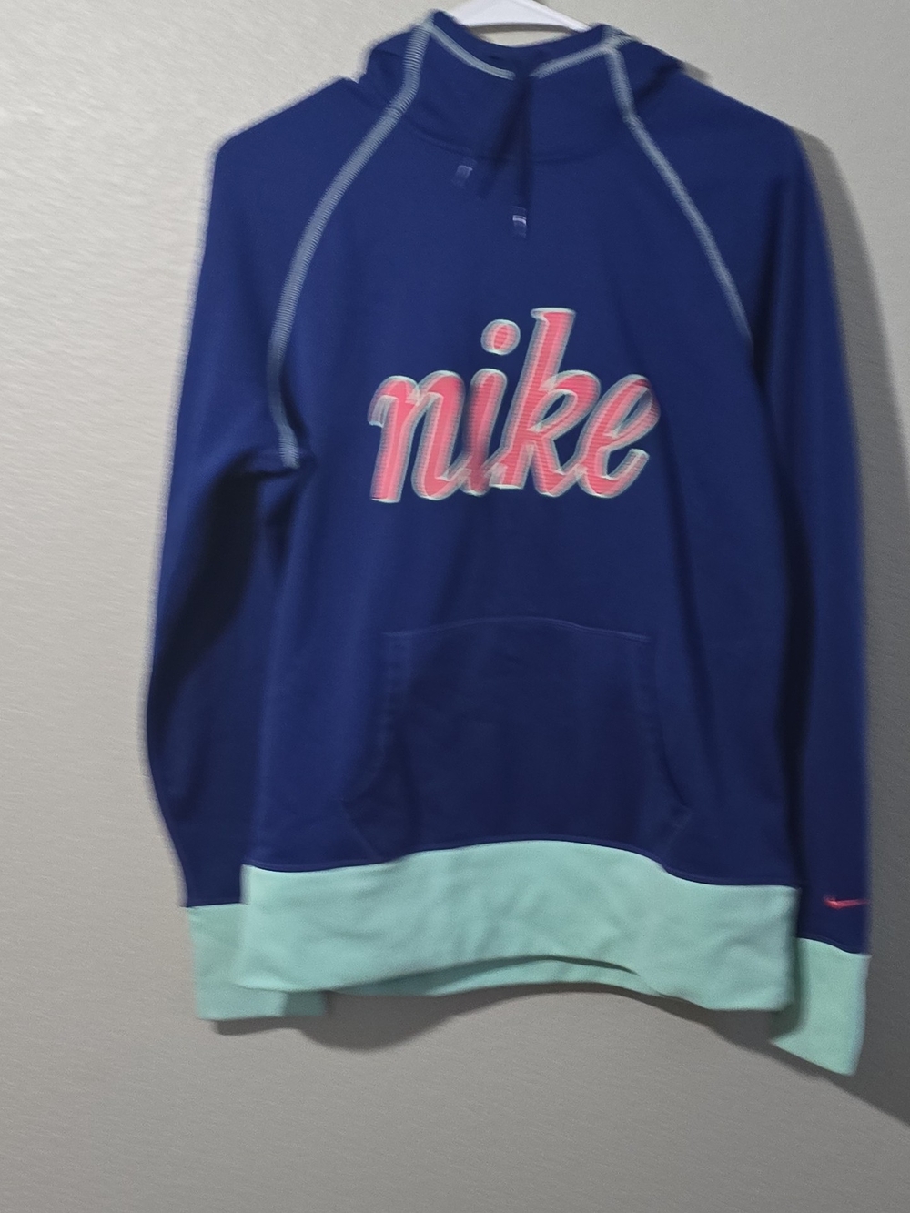 Nike Men's Royal Blue Crewneck Hoodie with Mint Hem